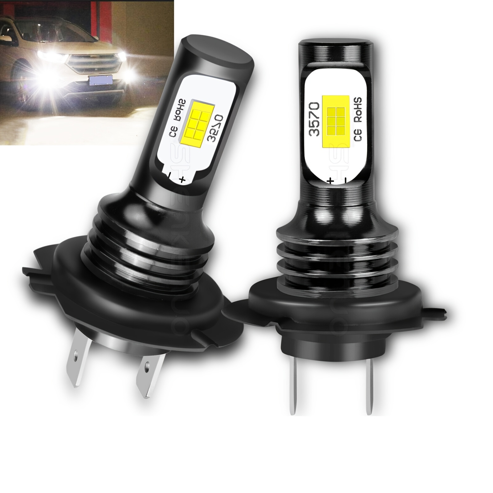 Ampoules LED H7 Pour Voiture - Marque Bullvision, Neuves, Kit De 2, Technologie LED Pour Phares