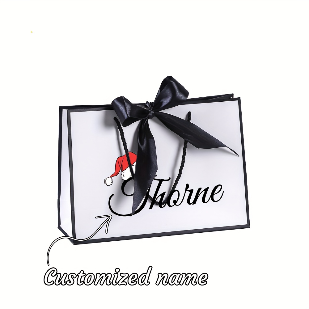 Image of Gift For Her/him A Custom Gift Bag Personalized With A 2d Name, Perfect For Holiday Gifts Like Christmas Hats And Party Presents For
