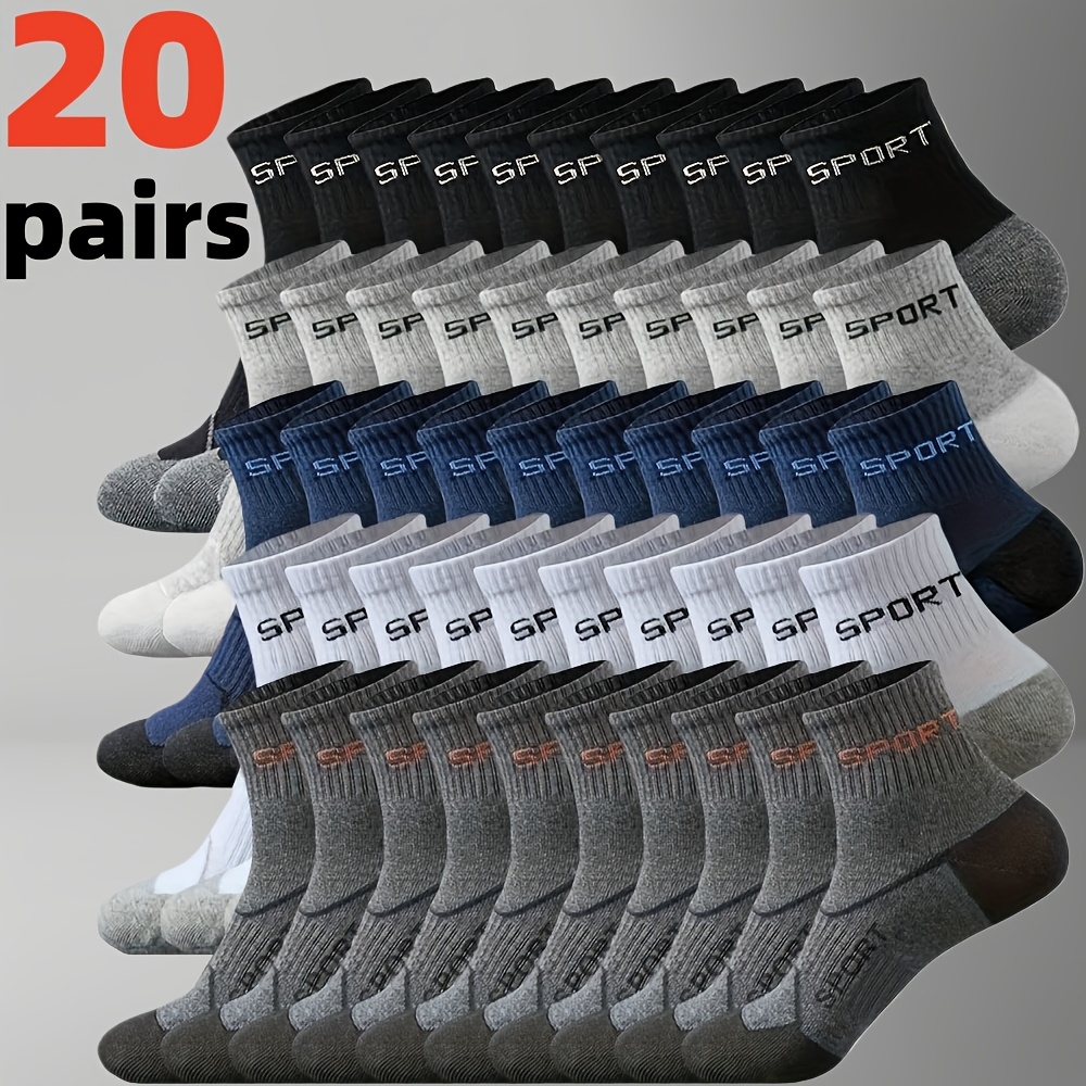Temu – TEMU 40pcs 20-pair 168 Knitted Sports Socks, Men’s Socks, Women’s Socks, No-show Socks, Mid-calf Socks, Athletic Socks, Casual Socks, Breathable