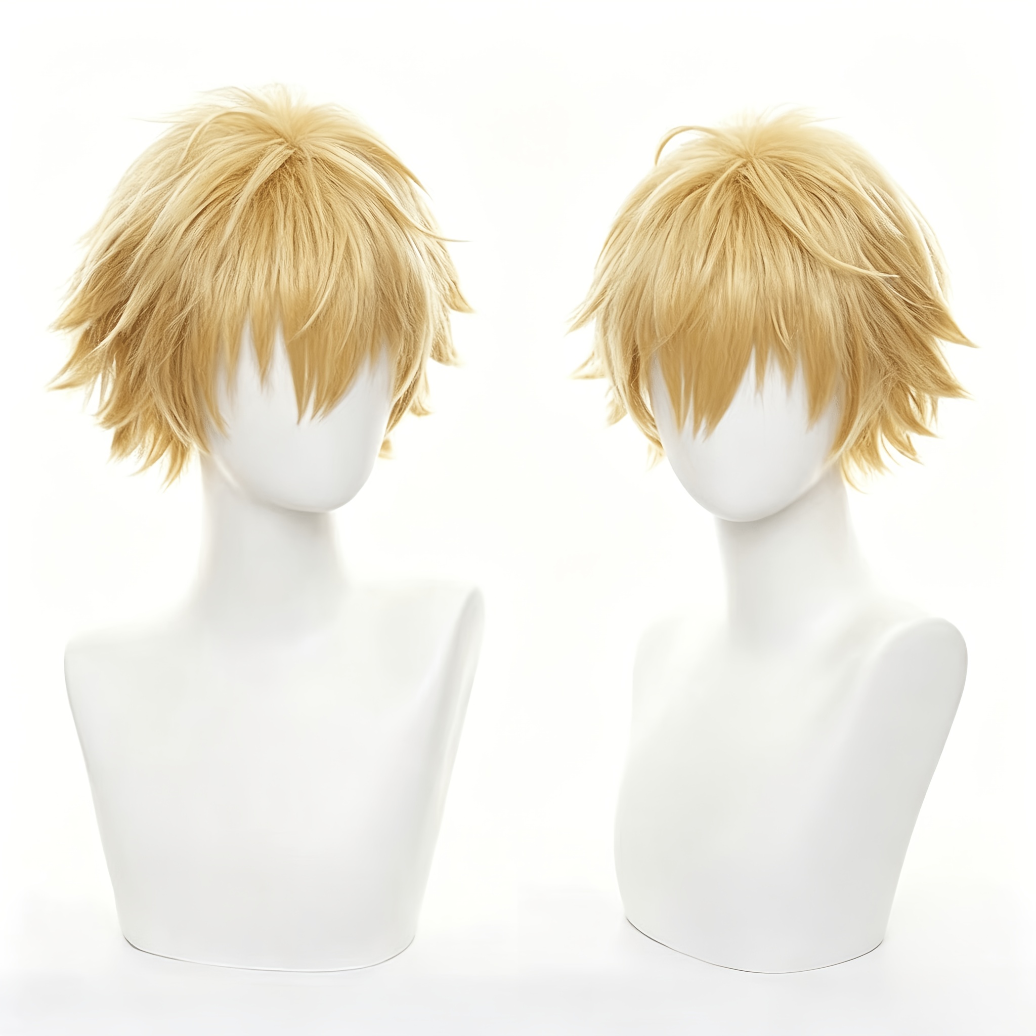TEMU A Festive Costume Wig Suitable For All Adults, Featuring A Of Light Golden Fluffy Upturned Short Hair. Easy To Style And Adds Hair Volume.
