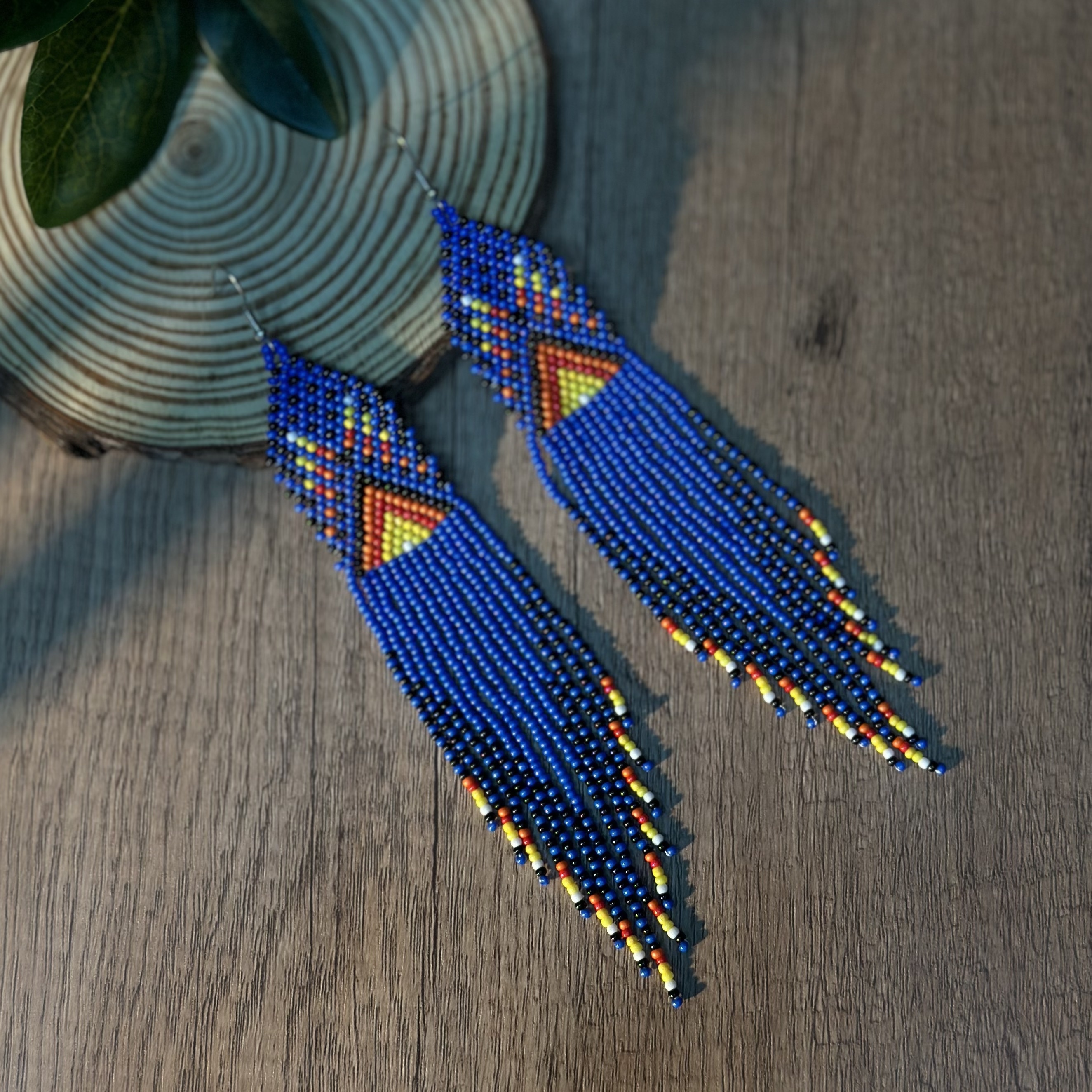 Bohemian-Style Long Tassel Earrings with Glass Beads