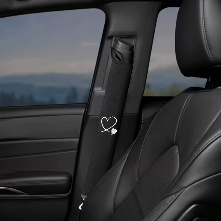 TEMU 1pc Long Heart Embroidery Shoulder Pad/ Driving Seat Accessory, Compatible With Most Vehicles - Long-distance Driving Shoulder Pressure, Seat