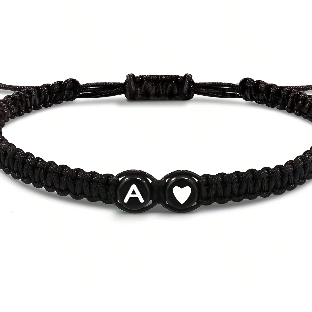 Stylish Adjustable Black and White Heart Couple's Letter Bracelet