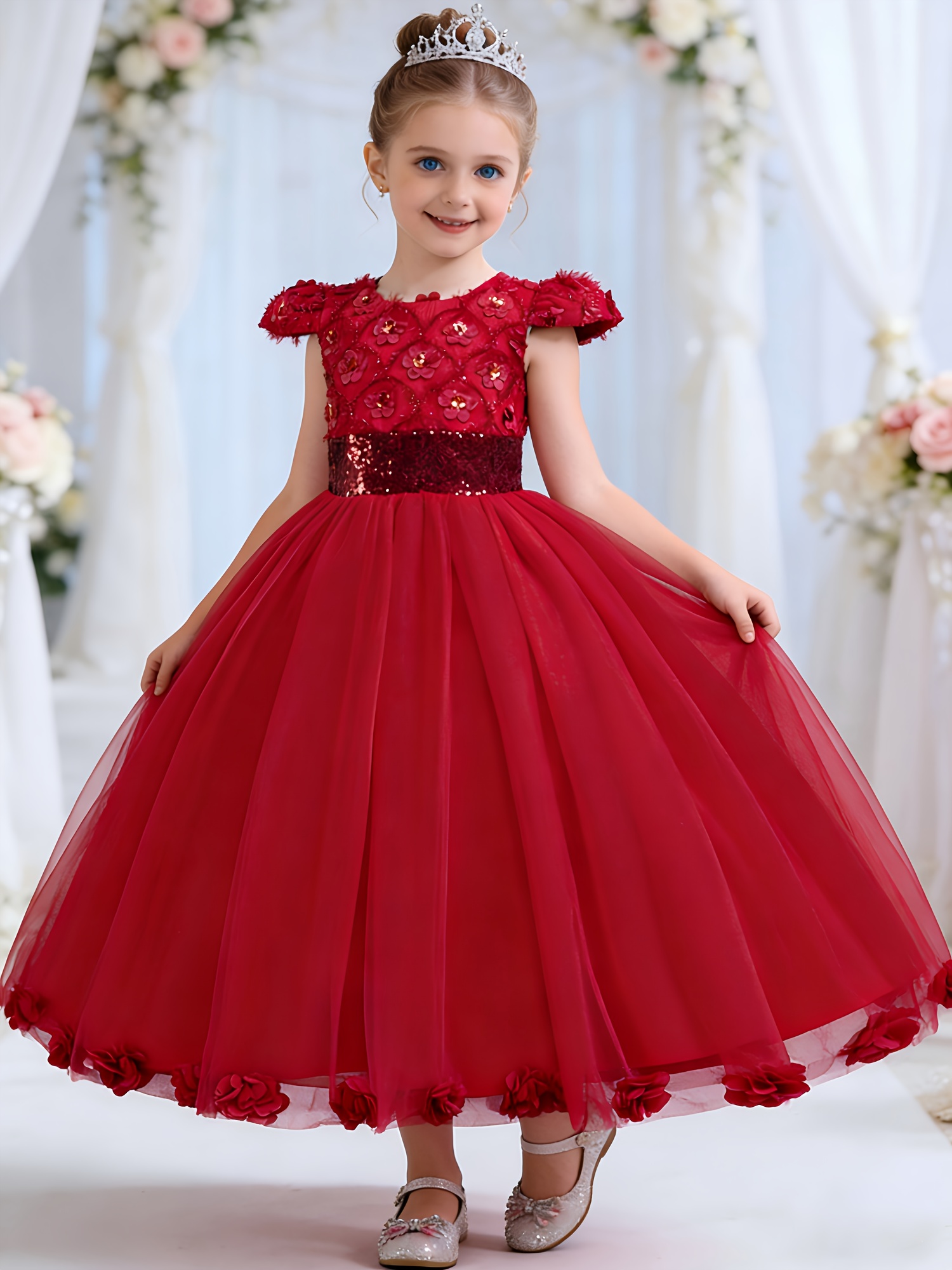 green emerald velvet dress Long Sleeves Lace Little Wedding Guest Tulle Unique A-line Flower Girl   SposaBridal