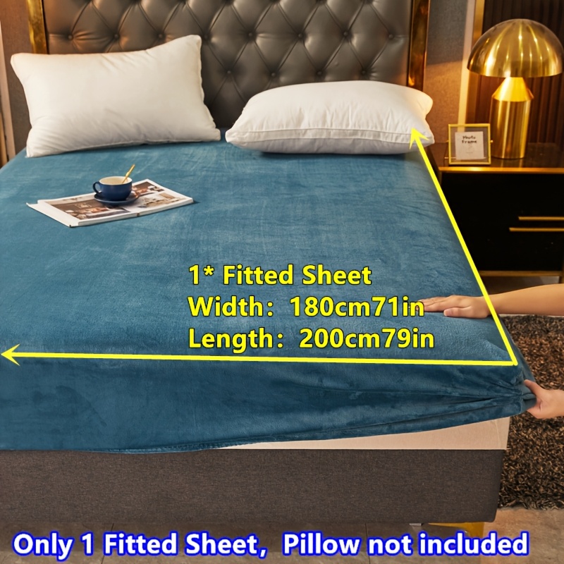 1pc Lake Fitted Sheet, Solid Soft And Warm 1 Fitted Sheet