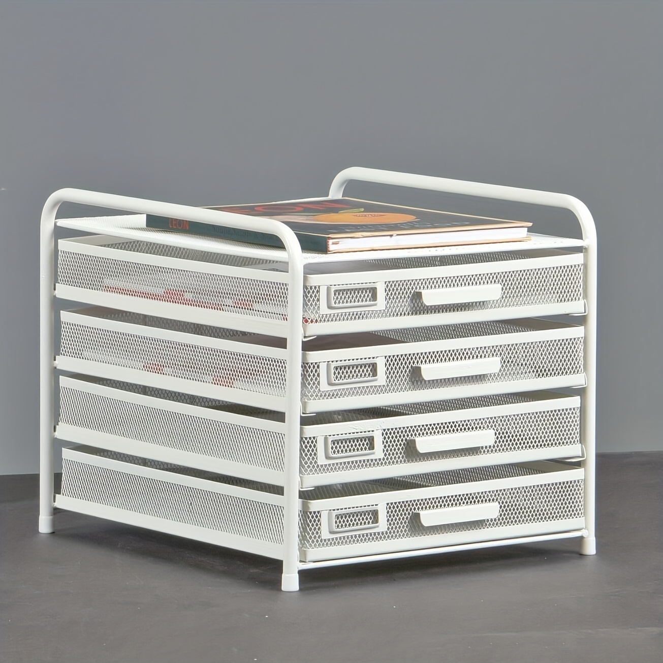 Organiseur Bureau 5 Couches Blanc - Porte-documents A4, En PVC/bois, Dimensions 34x25x26,5 Cm, Rangement Maison/bureau