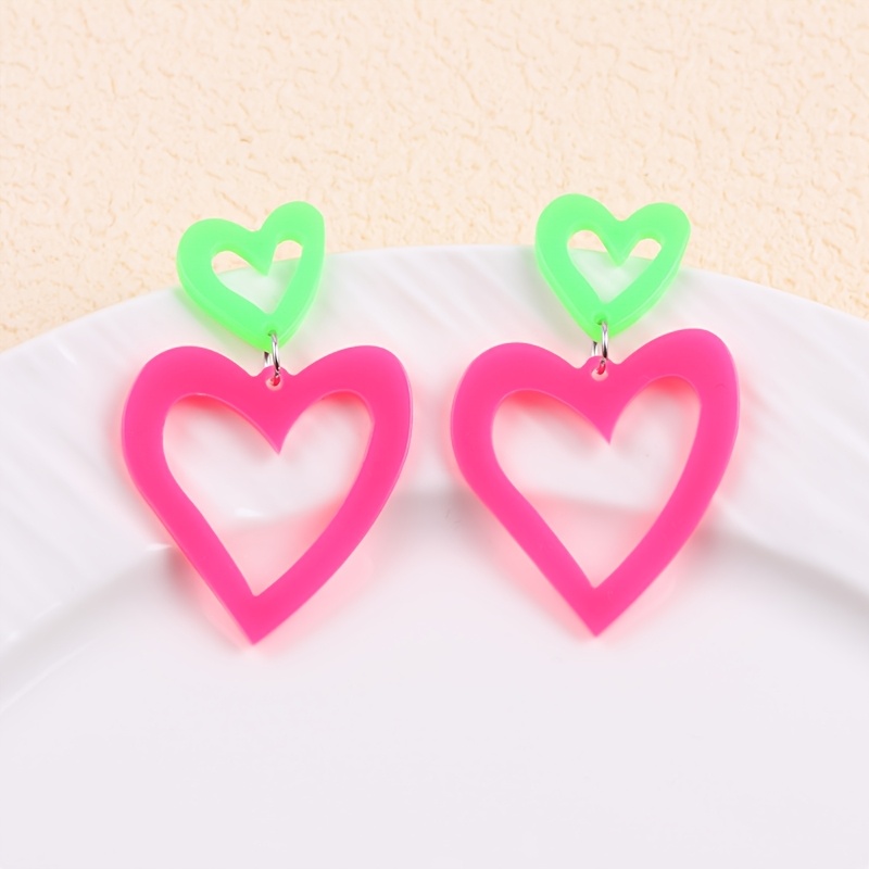 TEMU 2 piezas de aretes acrílicos de con bloques de color y diseño para de San Valentín, modernos y sencillos, perfectos para , festivales, regalar,