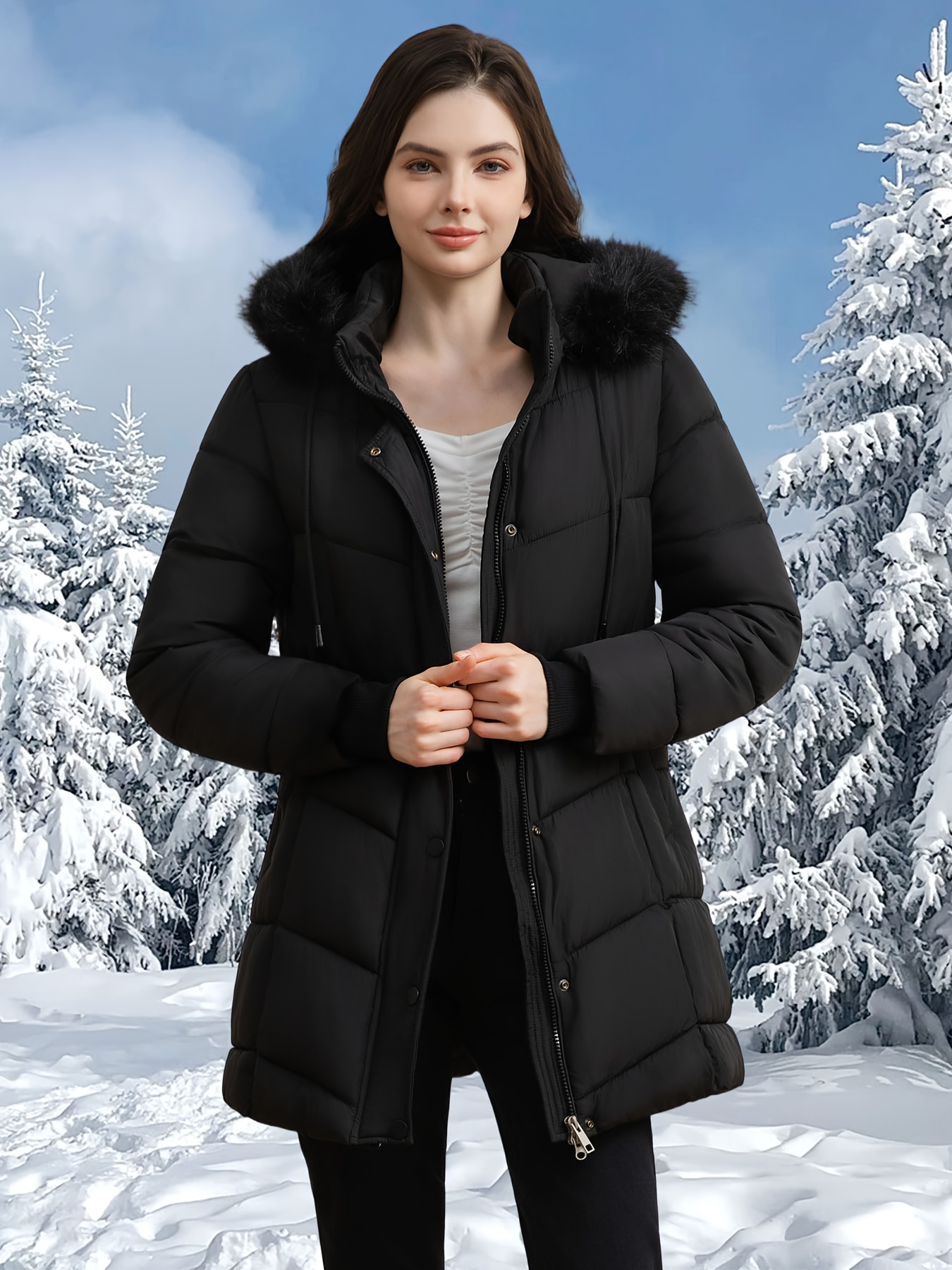 Manteau Femme Hiver – Long, Capuche, Doudoune Matelassée Légère Et élégante – WOWEI