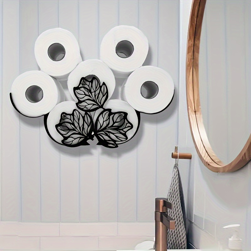 Elegant Leaf Design Toilet Paper Holder - Iron Decoration, Extra Storage For , Very Suitable For Bathroom And Living Room