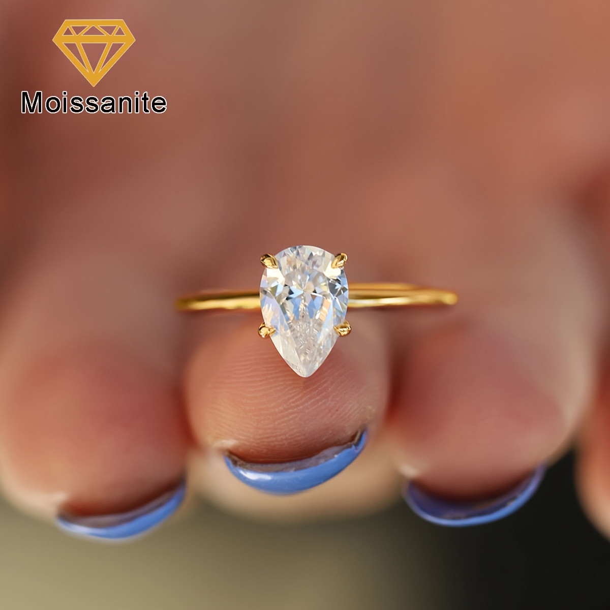 Women's 1Ct Pear-Shaped Moissanite Flower Promise Wedding Engagement Ring