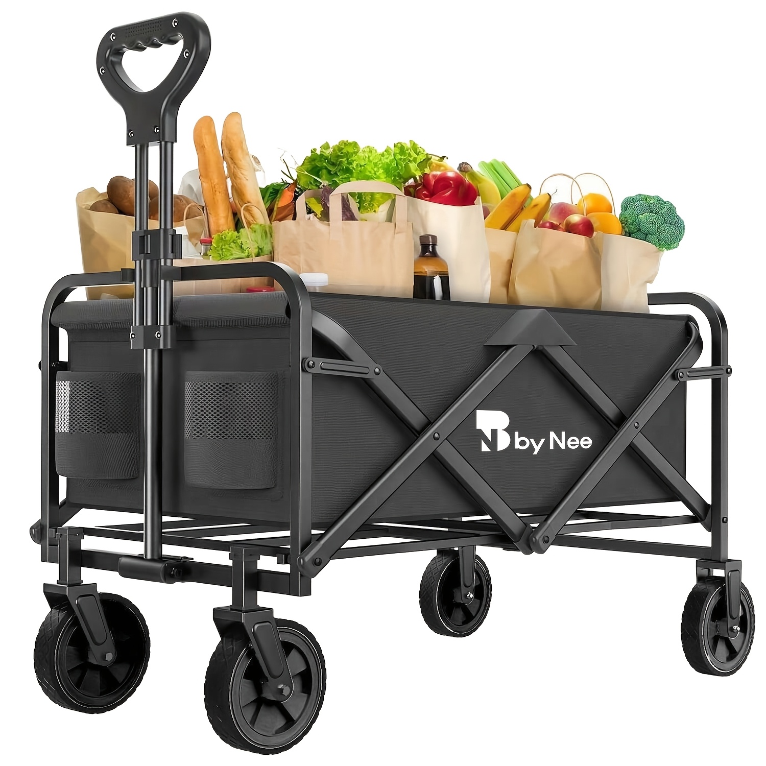 

Multi-functional Folding Cart With Adjustable Height & 360° Non-slip Wheels - Heavy-duty Utility Vehicle For Sports, Shopping And Camping