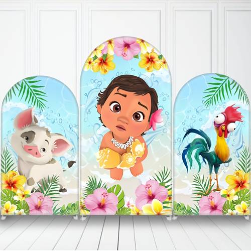 jy baby theme arch backdrop cover elastic fabric photobooth banner with pua hei ocean waves multi size washable party decor for kids birthday baby shower themed events kids event decoration ocean tropical floral accents highelasticity fabric
