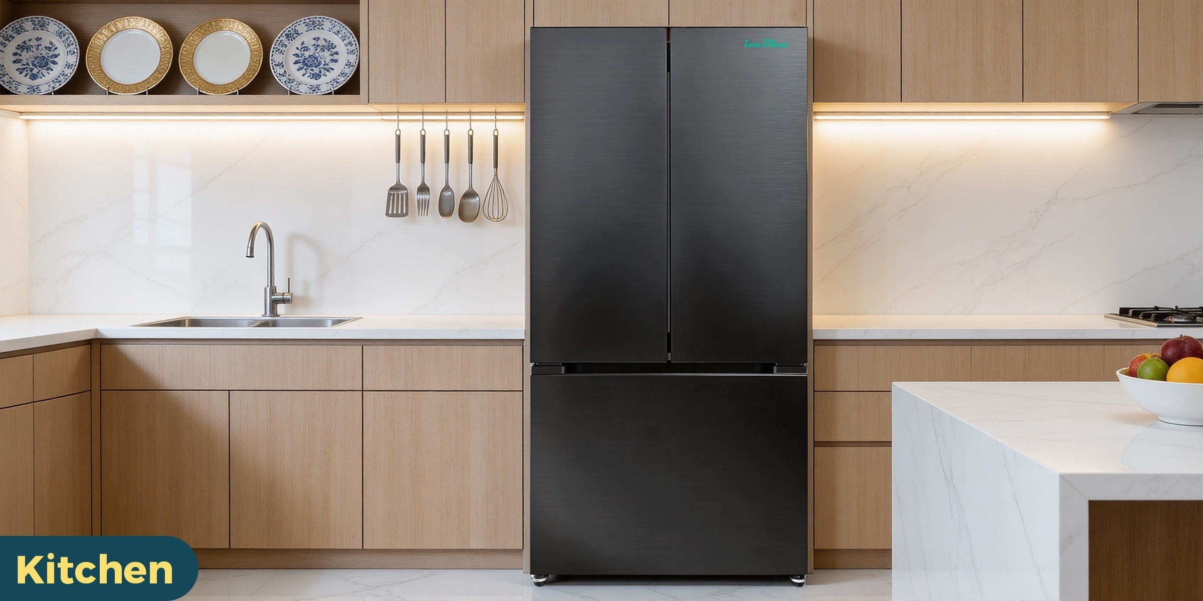 french door fridge 17 7cu counter depth french door refrigerator 17 7 cubic feet capacity three door design stainless steel adjustable thermostat automatic   Product details 6