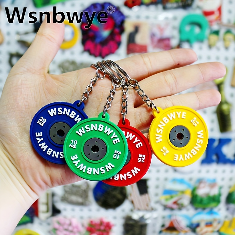 

1pc Fashionable Fitness And Sports Style Rubber Barbell Keychain, Dual-sided Barbell Key Chain, Suitable For Backpack Decoration