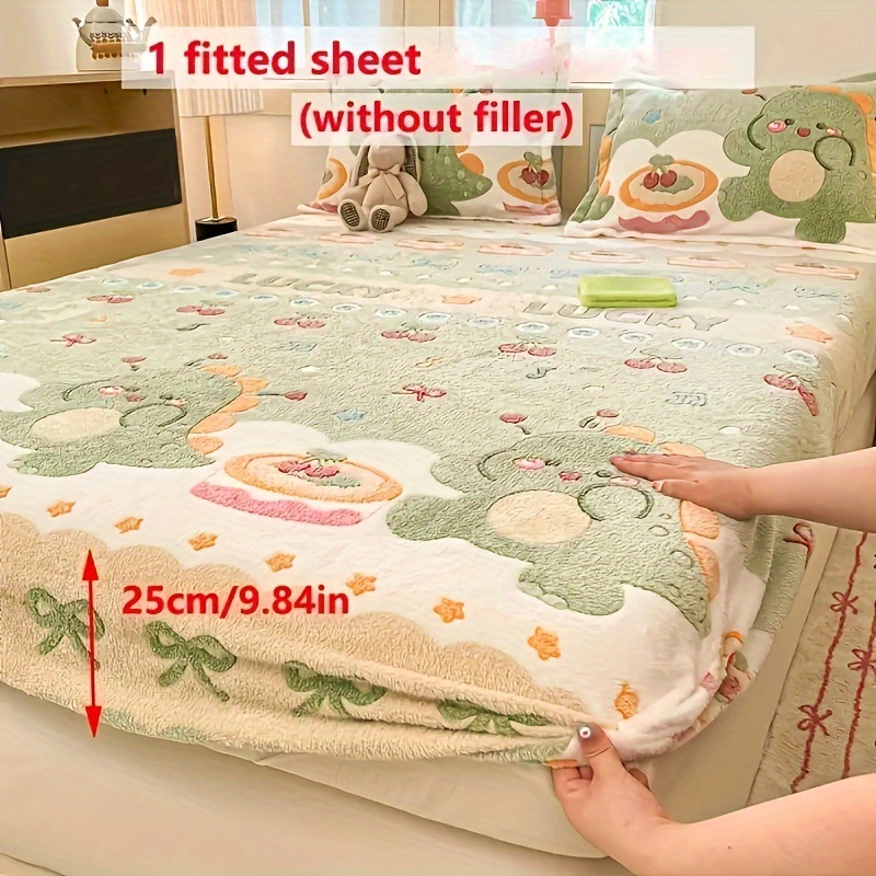 Image of Winter Thickened Milk Velvet Fitted Sheet Household Coral Fleece Mattress Protector Dormitory Single Velvet Bed Cover