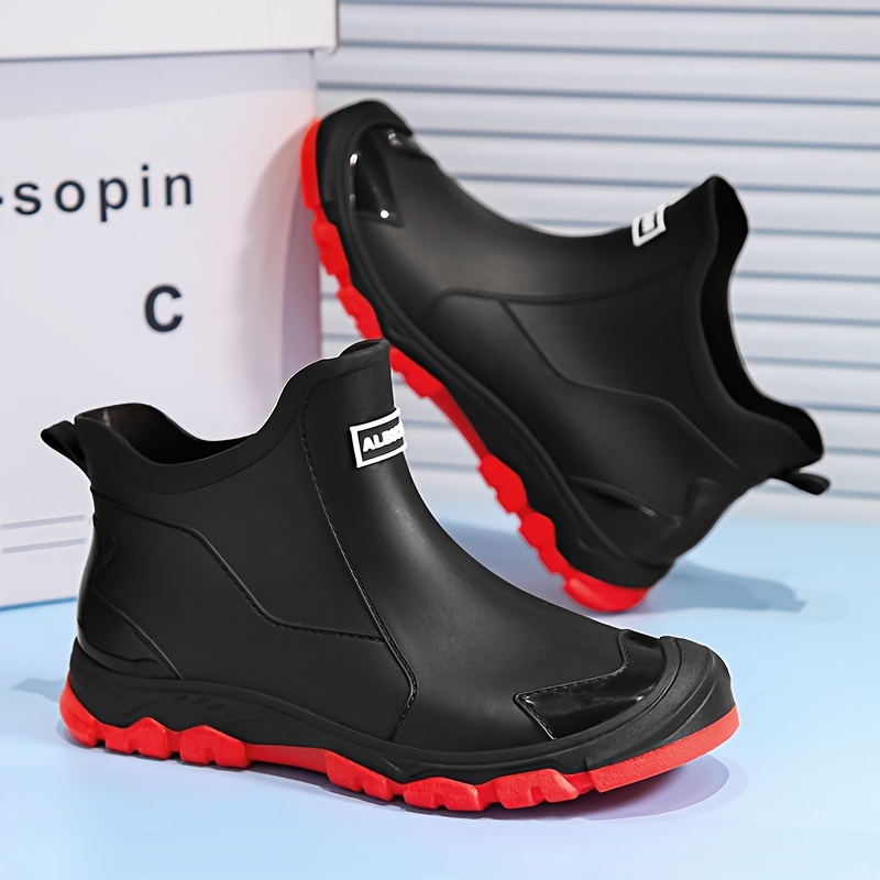 

Unisex Fashion Rain Boots - Classic Solid Color, Waterproof Slip-on Shoes For Hiking, Water Sports, With Pvc Sole And Upper, Fabric Insole And Interior