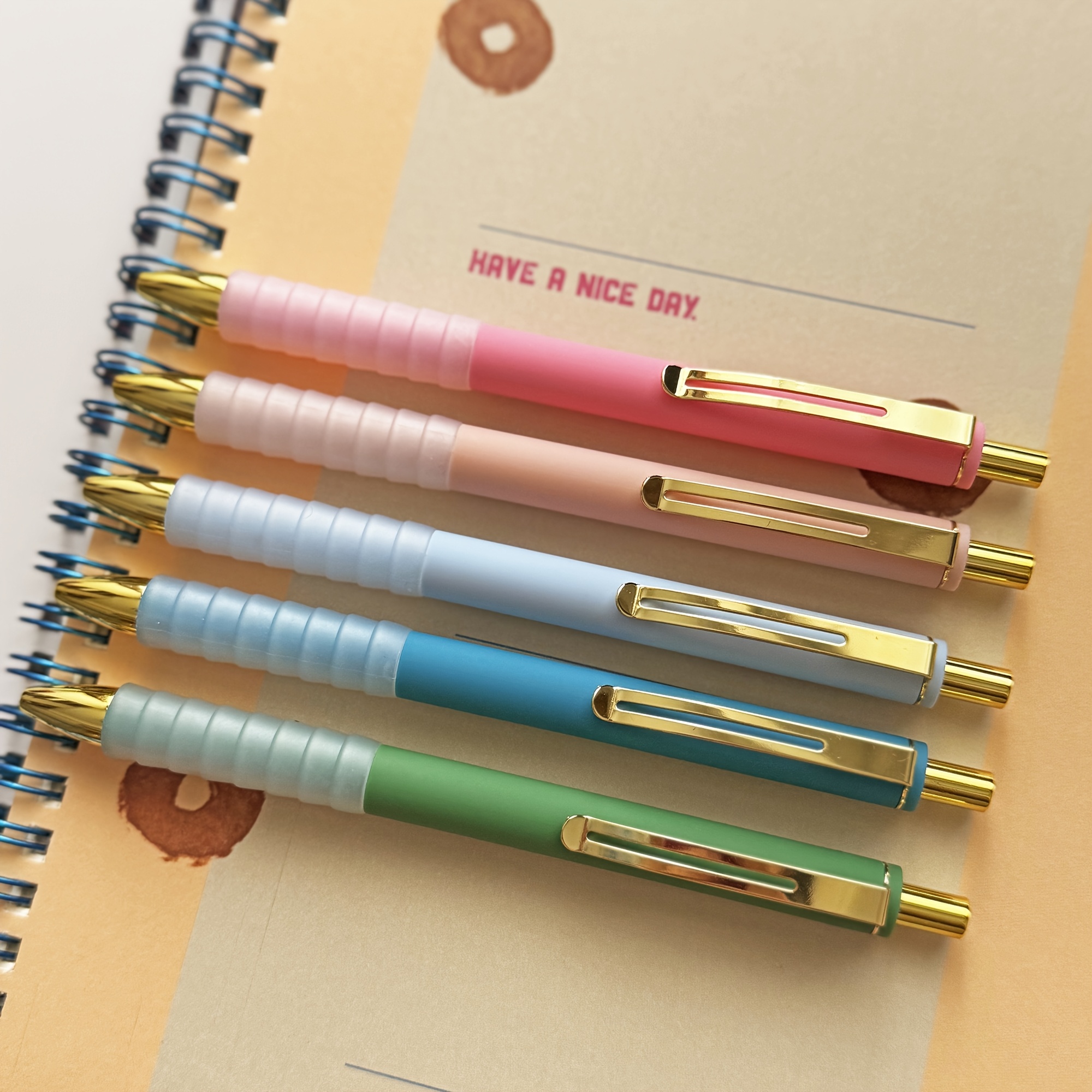 TEMU 5pcs Morandi Color Quick Ink Pen With Writing For Men Women Office Daily Use Gift