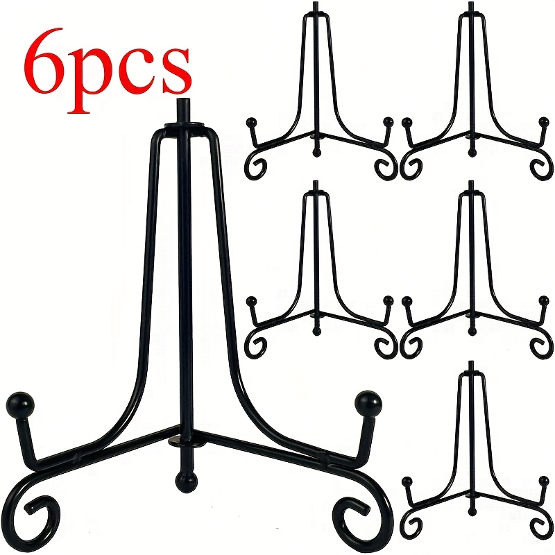 TEMU 6pcs Iron Display Stands, 4-inch Decorative Brackets. Suitable For Display Stands, Mini Easels, Photo Frames, Books, Cards, Plaques, Dishes, And