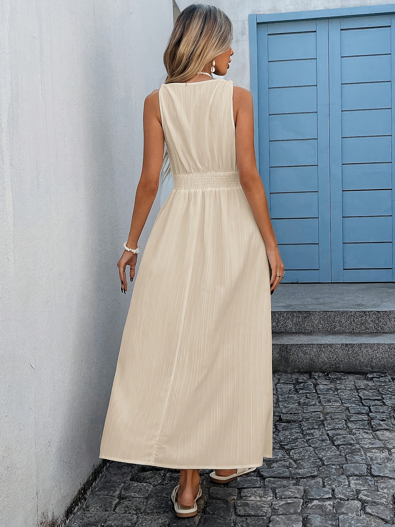 Women'S Casual Solid Color Sleeveless Dress, Suitable for Vacation And  Casual Wear