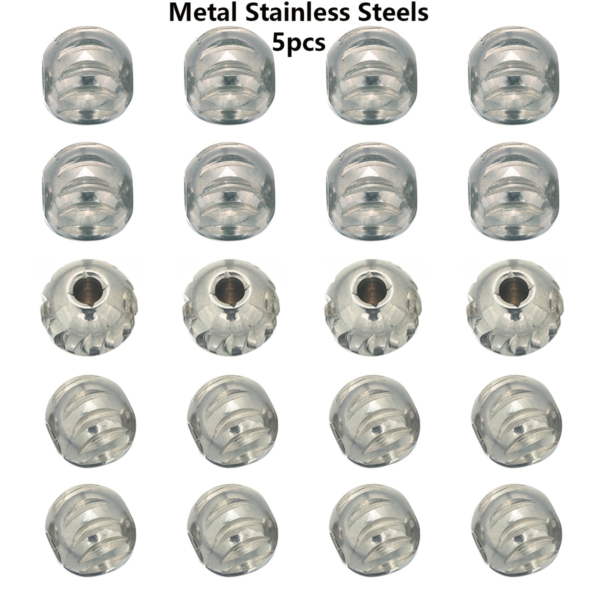 5pcs Stainless Steel Crescent Pattern Large Hole Spacer Beads