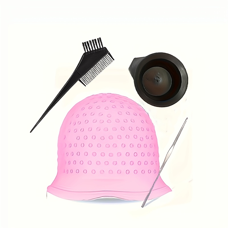 Image of 4pcs Hair Dye Kit - Professional Hair Styling Tools And Accessories, A Reusable Hair Dyeing Tool Set With Metal Hooks And Hair Dye Gloves