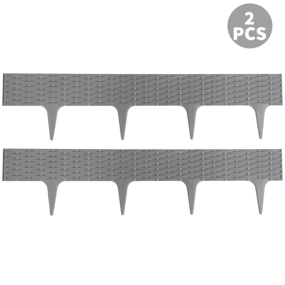 4/2/1pc Plastic Rattan Lawn And Flower Bed Fence, 7.9m Length, Uv Resistant, With Ground Spikes, 79cm Per Section, Grey, Suitable For Garden Fencing