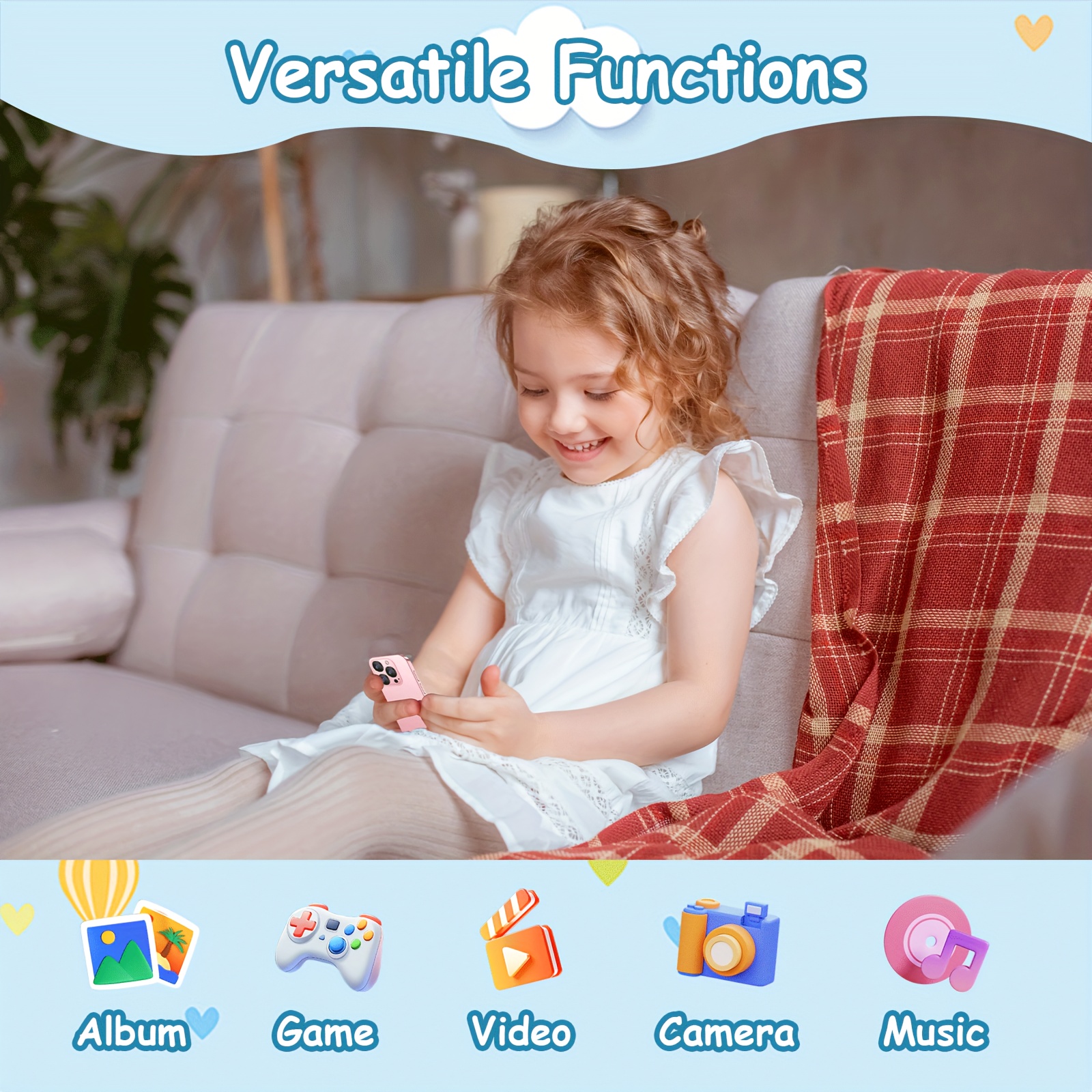 Kids Smart Phone For Girls Gifts - Holiday, Birthday Gift For Any Age Year Old, Kids Cell Phone Toy With 3 Inch Touchscreen, Photo Camera, Learning, Kid Mp3 Player, Games With 2+16GB, GPS, Face ID, Game Phone, Boys Travel Mini Smart Toy Phone