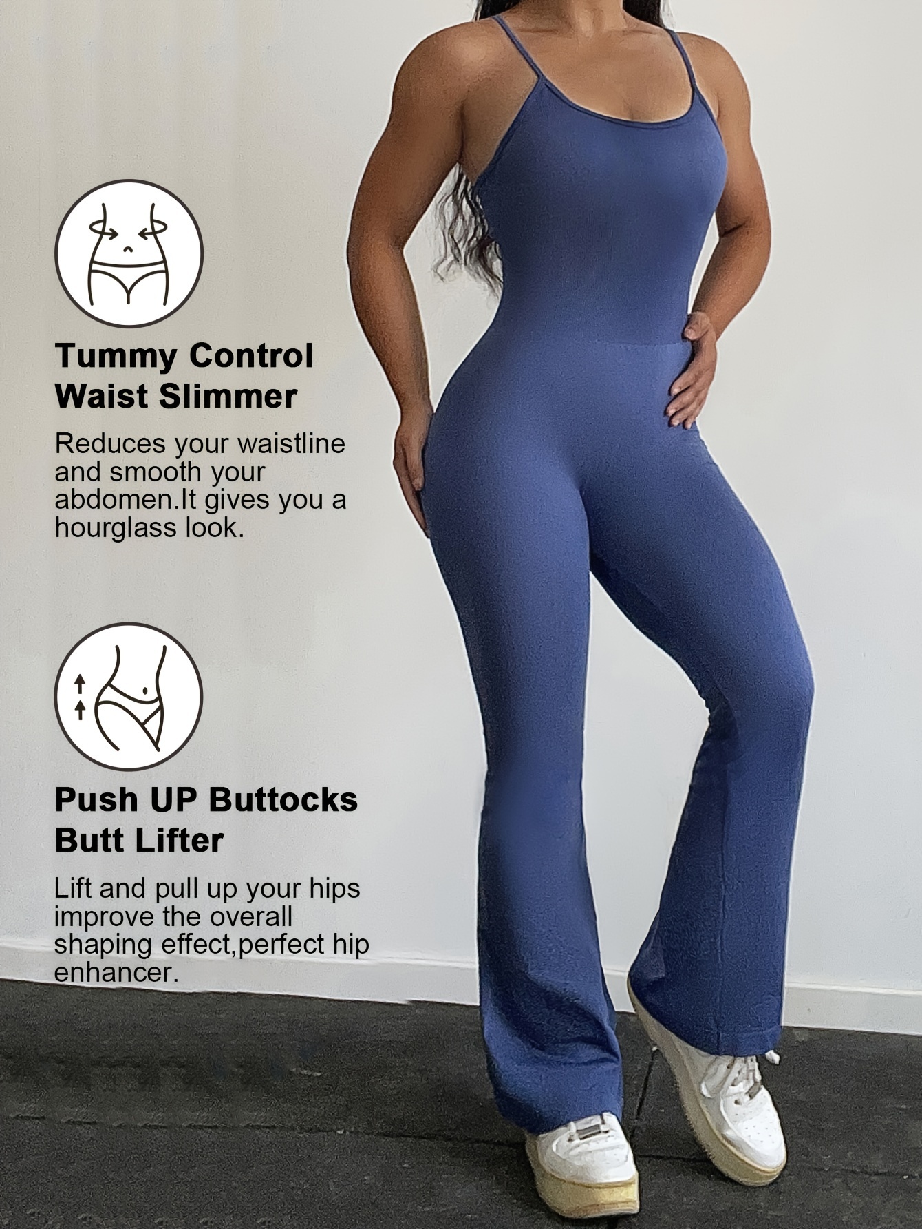 Mulheres Sólido Yoga Costela Tummy Control Jumpsuit Slant - Temu