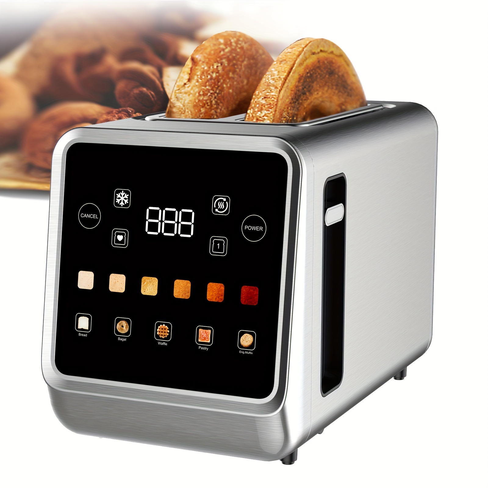 

Toaster Touch Screen Toaster 2 Slice With Lcd Display Stainless Steel Digital Timer Toaster 6 Bread Types& 6 Shade Settings Smart Extra Wide Slots Toaster With Bagel Cancel, Defrost Functions
