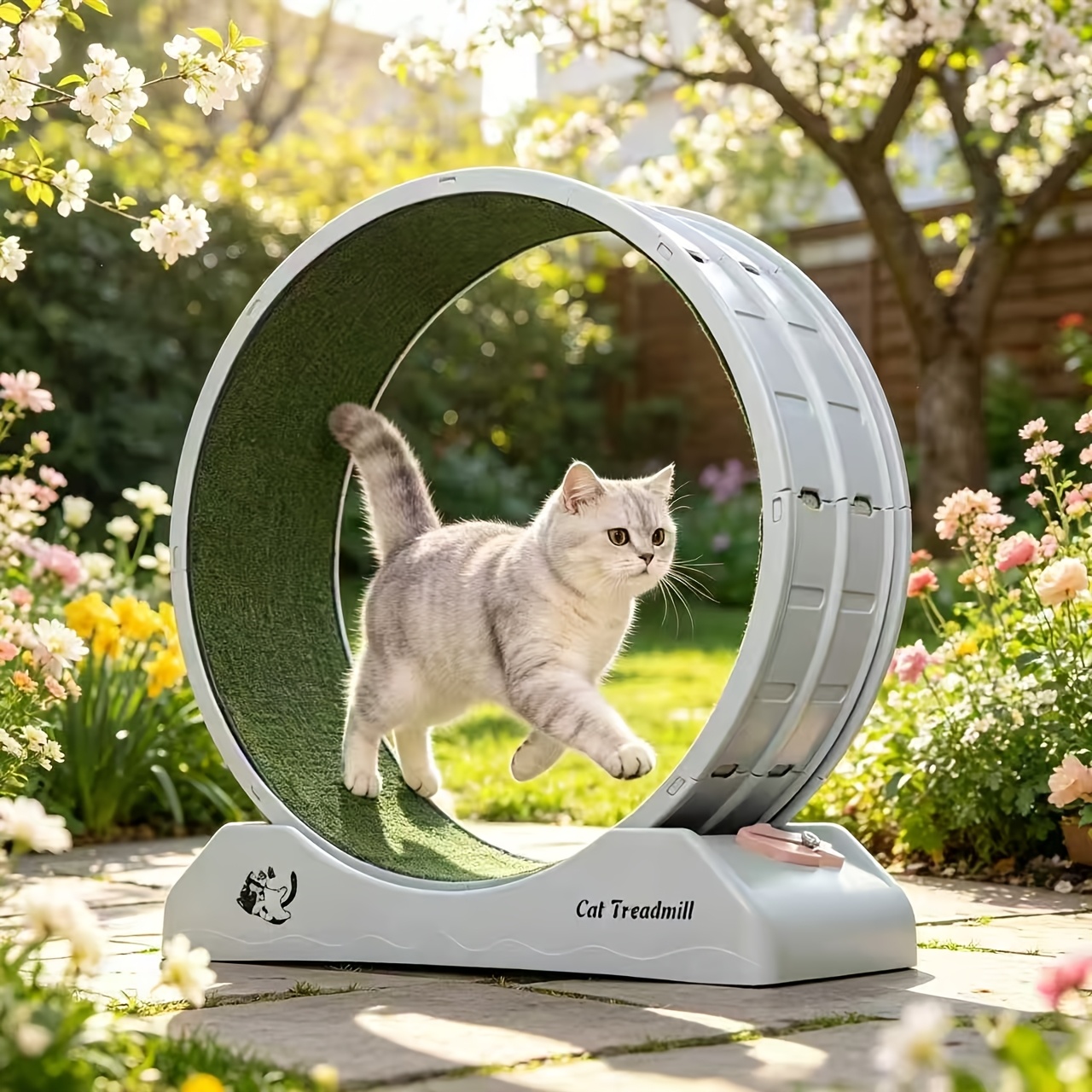 Image of Pet Running Wheel, Cat Wheel Cat Treadmill, Easy Cat Toy, Quiet Sports Cat Treadmill, Non-stuck, Bike For Home And Indoor Cat Running Bike (grey, 80 X 35 X 85cm)