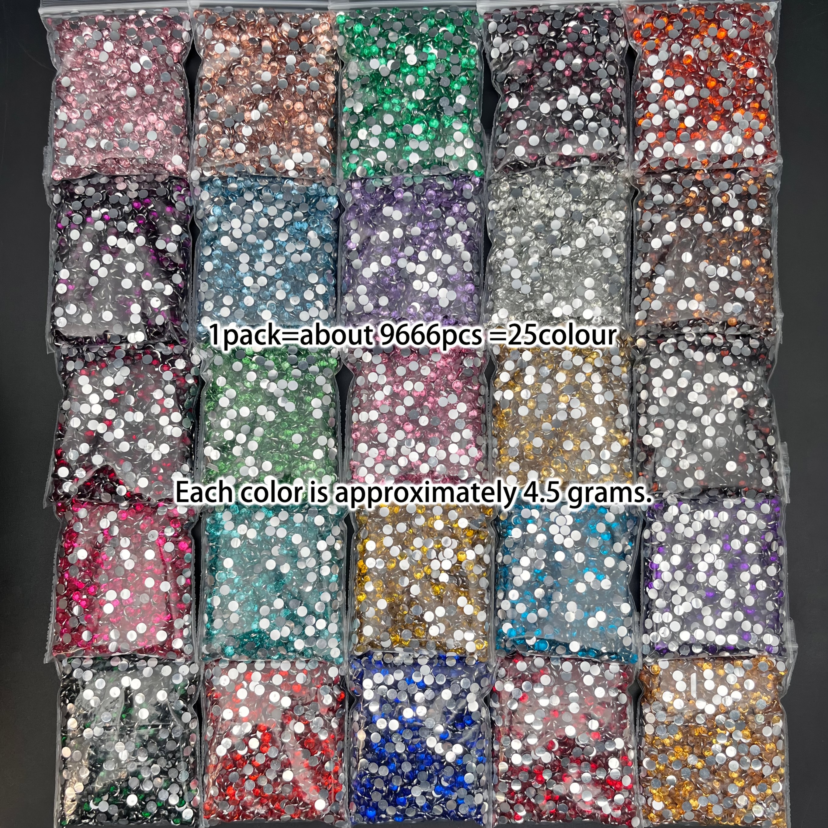 Image of 25 Colors/9666pcs 4mm Flat Round Resin Beads, For Nail Art Additions, Shoes, Clothing - , Blue, Pink, Purple, Yellow, Red, Black; , , Perfect For Crafts And Decoration, Shoe Embellishments