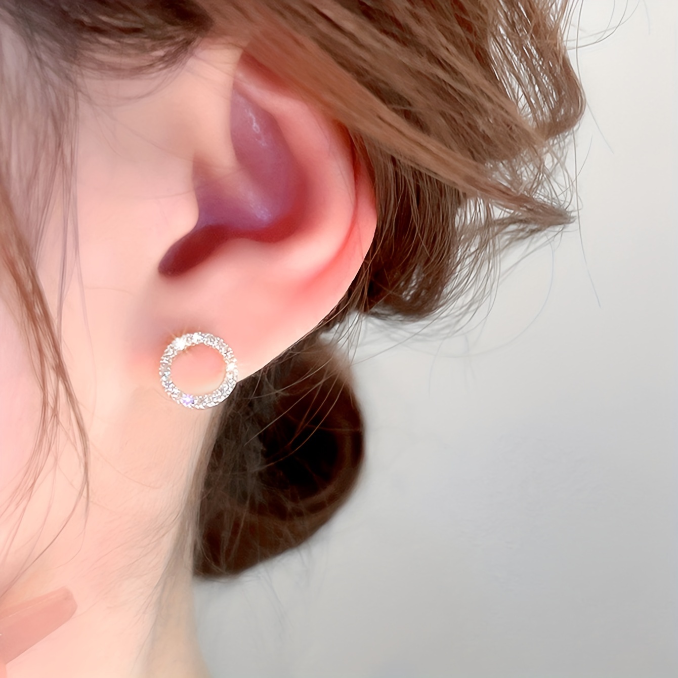 Women's Rhinestone Circle Stud Earrings, Vintage Style
