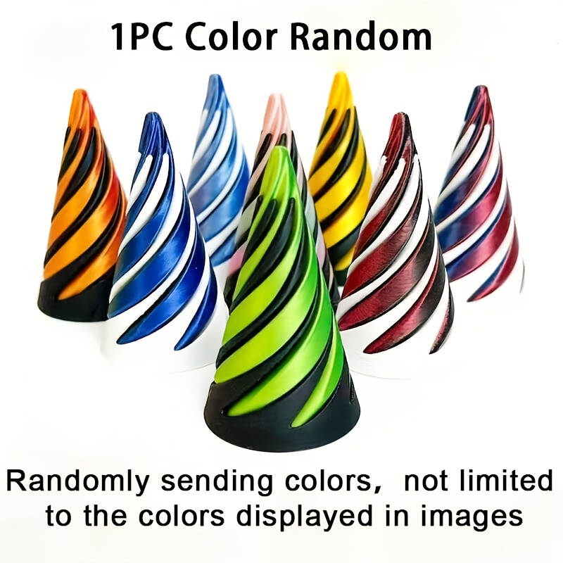 Image of 1pc Cone Color Random Spiral Cone Ornaments Holiday Decorations Pyramid Piercing Sculpture 3d Printed Spiral Cone Ornaments