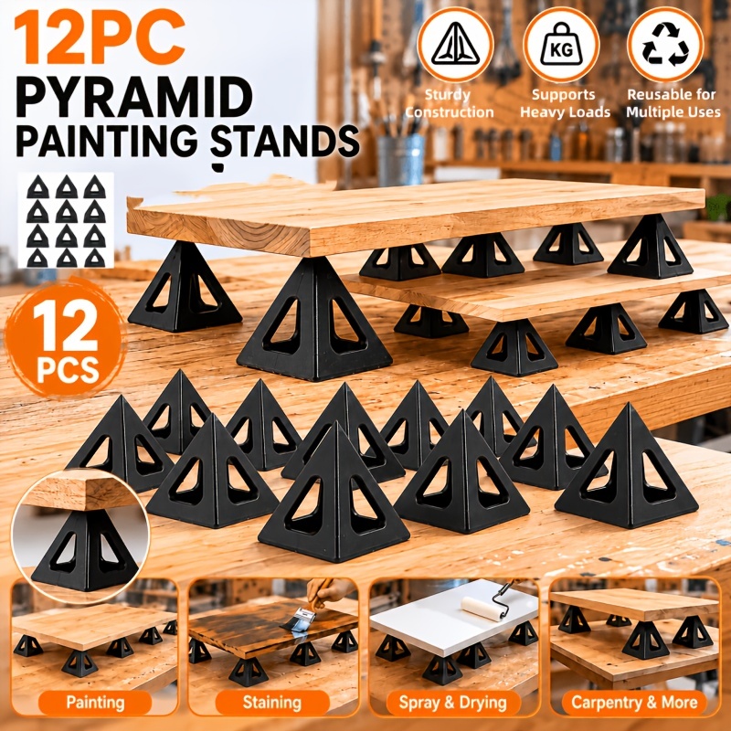 TEMU 12pcs Set Of 3cm Small Non-slip Tapered Easel Stands For Painting, Dyeing, Drying, Plastic Floor Stands. Suitable For Cabinets, Woodworking,