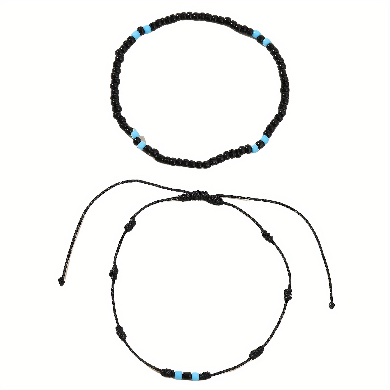 Boho 2-Piece Glass Bead Anklet Set for Women
