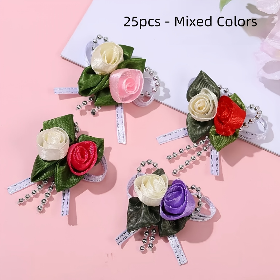 E-shop 25 Stück elegante Tulpen-Schleifen-Dekorationen, geeignet zum Dekorieren von Hochzeits-Süßigkeitenschachteln, DIY-Haaraccessoires