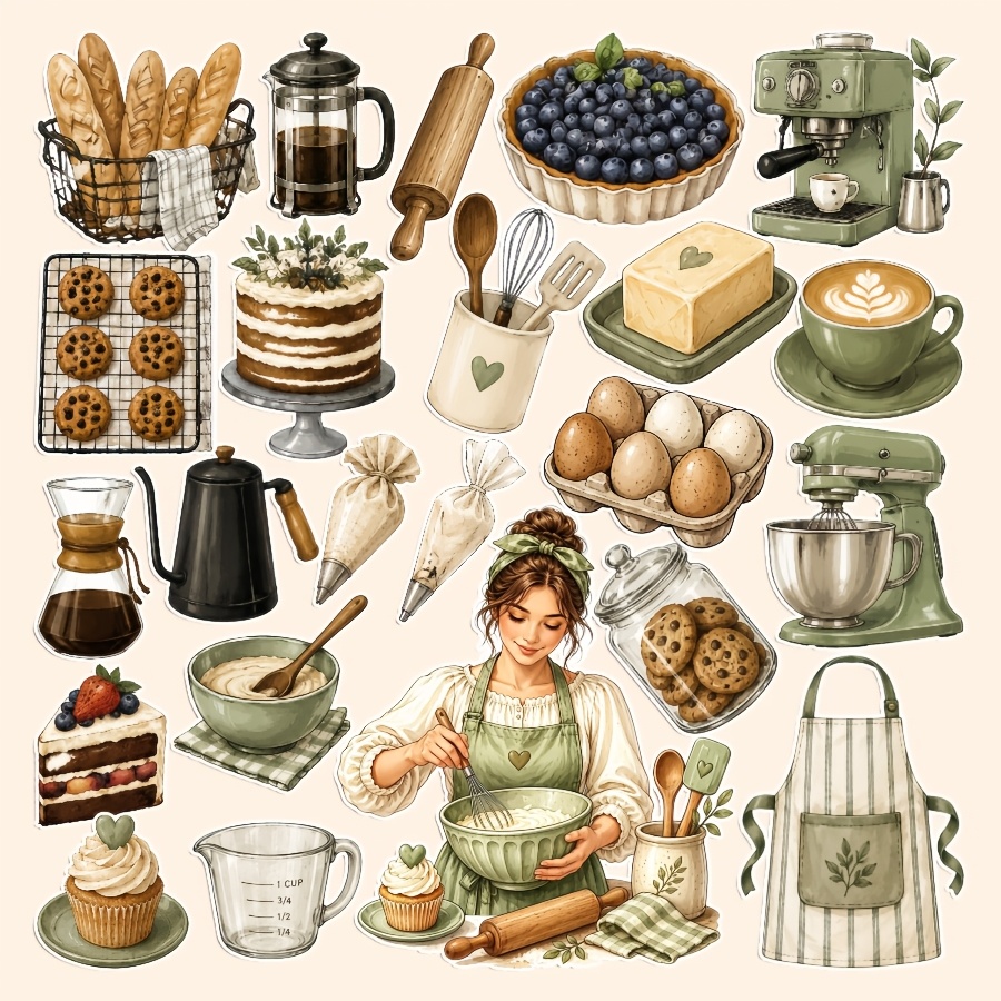 TEMU 1 Set, Baking Kitchen Food-themed Friendship And Love Gift Stickers, Packaging Stickers, Holiday Party Stickers, Stickers, Bookmark Stickers For