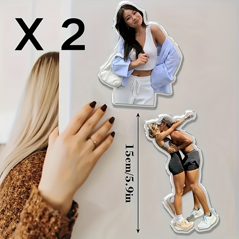 TEMU [custom Acrylic Fridge Magnet] 1pc/2pcs Custom Acrylic Fridge Magnet - Personalized Photo Souvenir For Families, Pets & Couples, Rectangular
