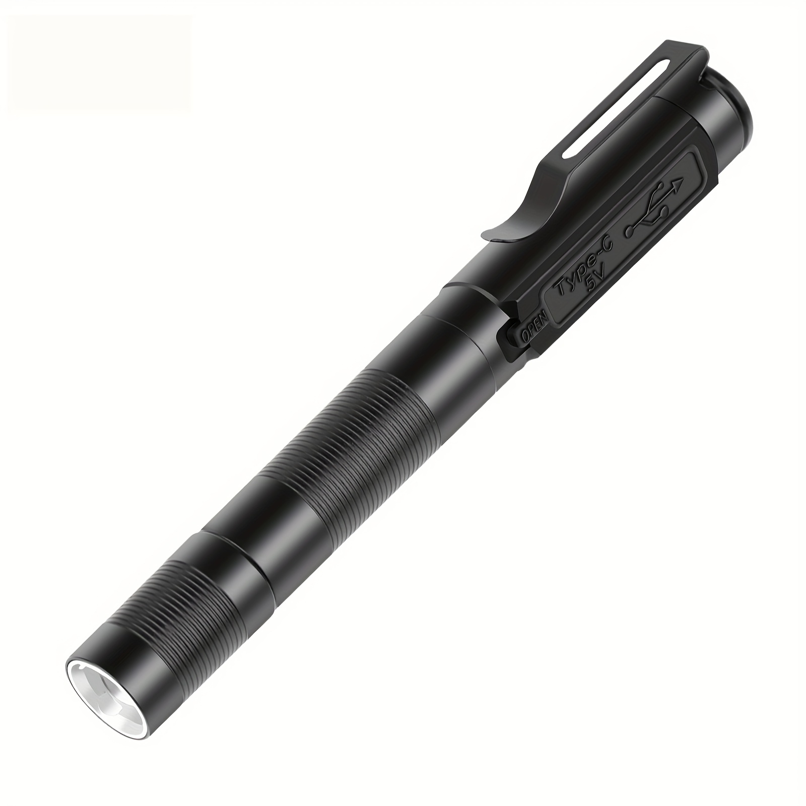 TEMU Orlite Rechargeable Usb Flashlight With Clip, Aluminum Pen Light, 120 Led, Type-c Charging, 3 , To 60 Meters, Small