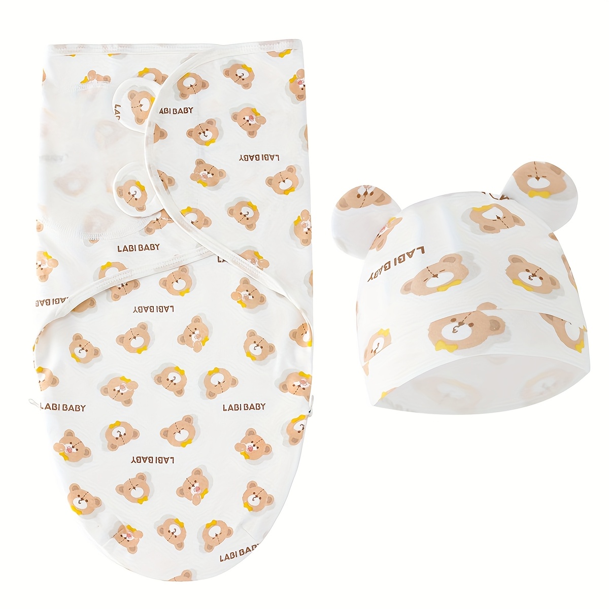 Image of 1 Set Of Newborn Blanket + Hat, Suitable For 0-6 Month Old Boys And Girls, Hospital And Home Use Set, Baby Blanket