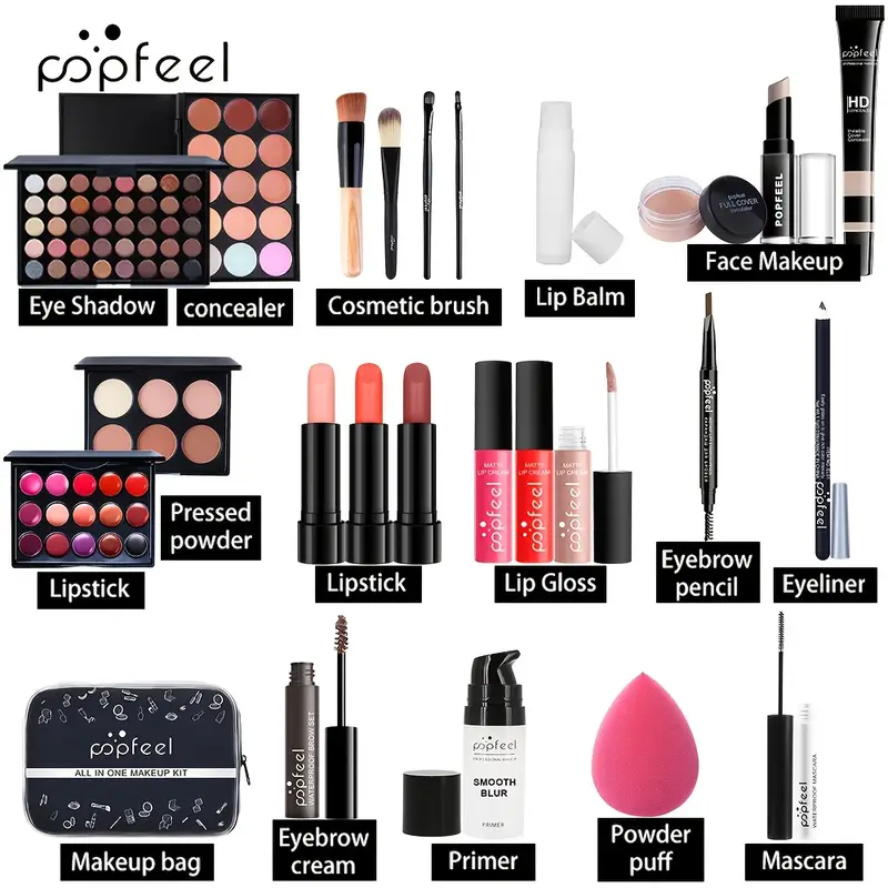 all in one travel makeup kit portable cosmetic set with black case for on the ups details 3