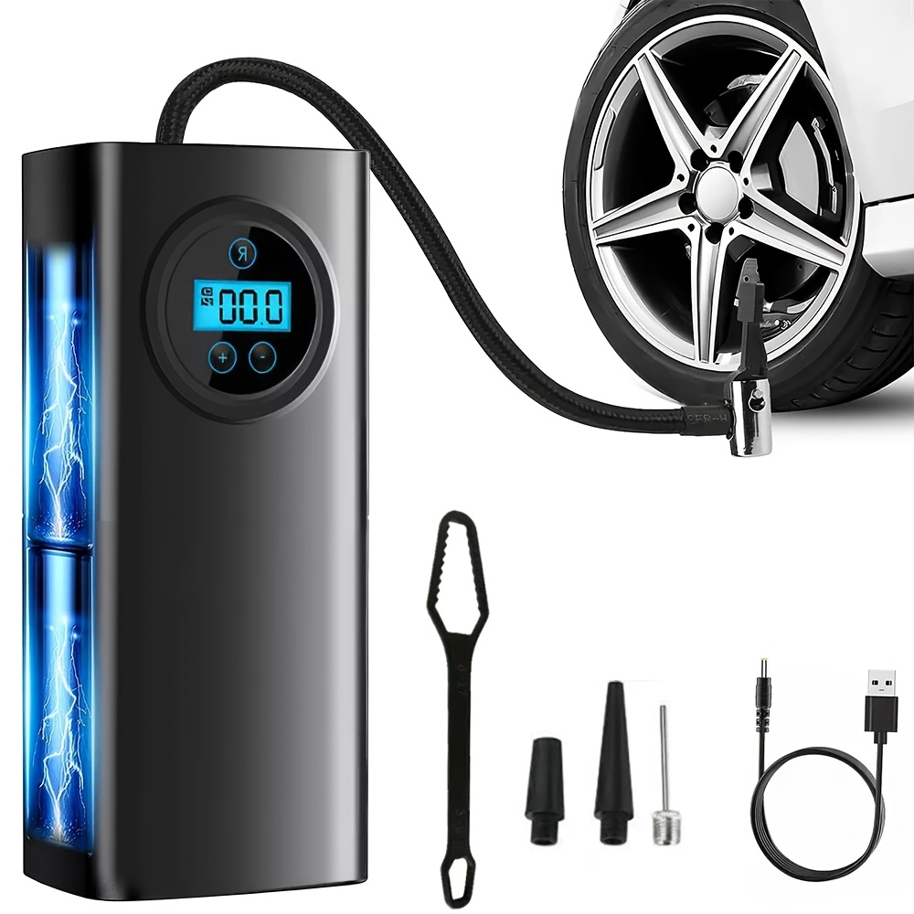 TEMU Portable Cordless Air Compressor, Compressor Rechargeable Air Pump, Tire Inflator Large Motor 2x Fast, Bike Pumps With 150 Psi High Pressure