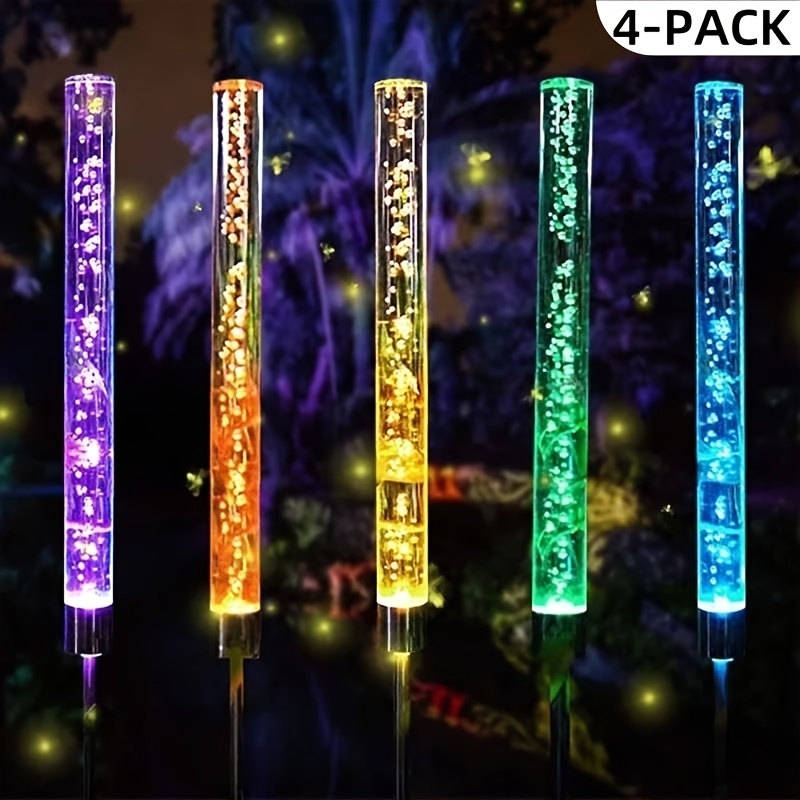 TEMU 4/2pcs Solar Stake Lights, Colorful Gradient Acrylic Bubble Light - Outdoor Garden Reed Lamp, , Garden Lights Solar Lights Outdoor Garden Light