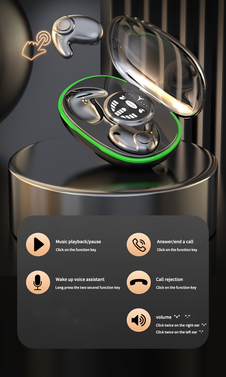 wireless sleep earbuds invisible headphones bt5 3 sleeping headset for side sleepers small ears canal discreet in ear tiny earphones for samsung android details 5