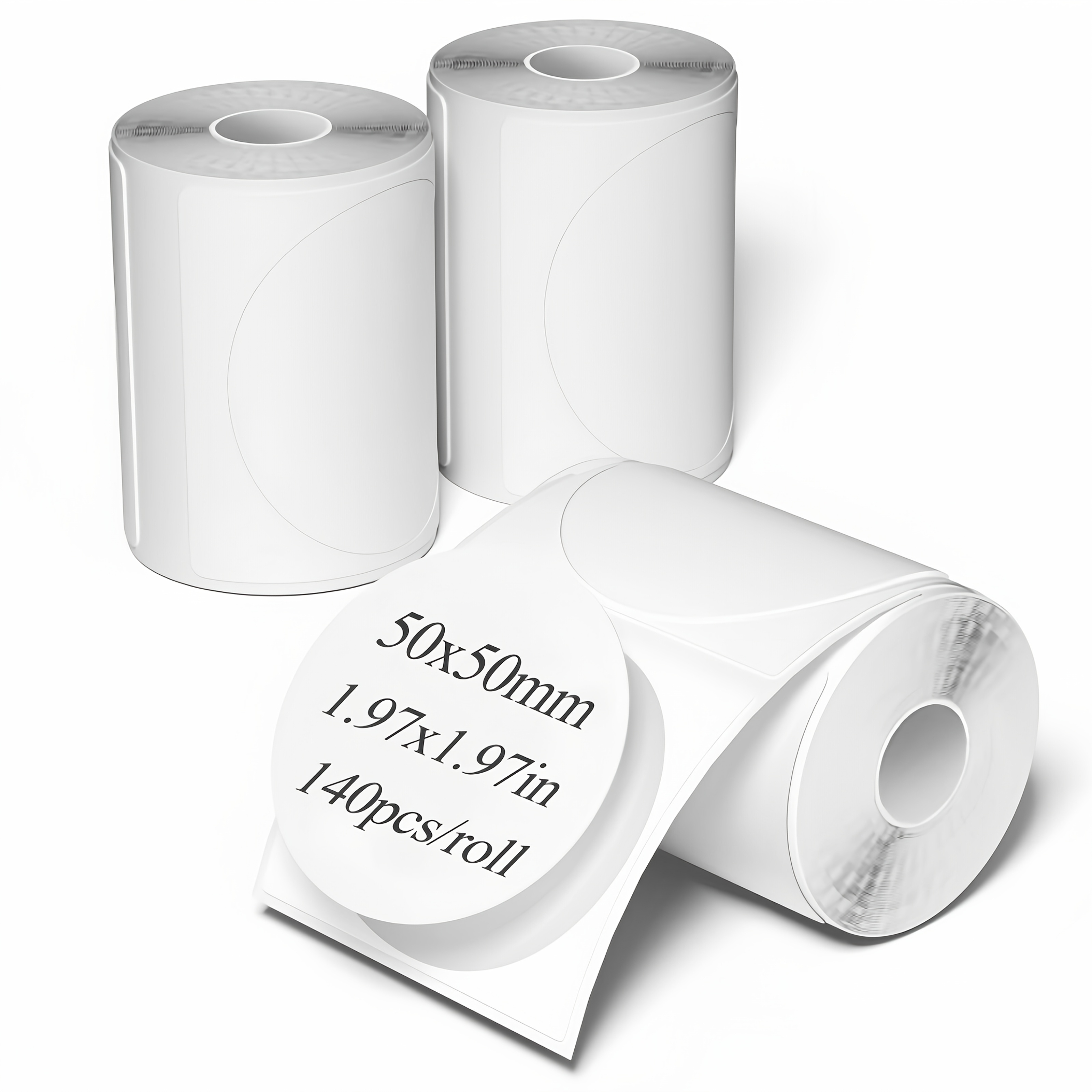 TEMU 3-roll Pack Of Round M110 Label Paper 50*50mm / 1.97*1.97in - 140 Labels Per Roll, Suitable For Portable Printers