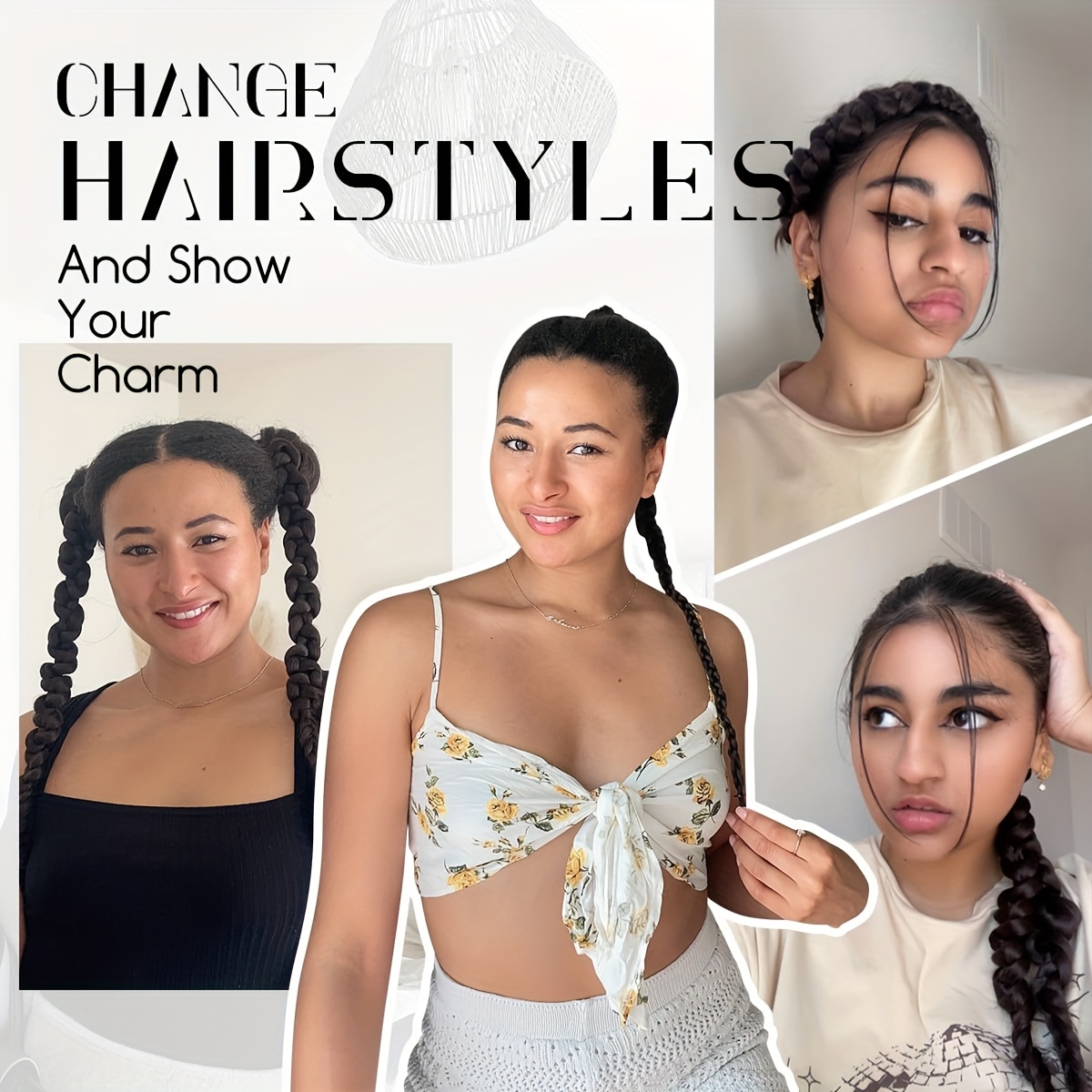 2pcs y2k style 26 inch heat resistant synthetic ponytail extensions for women girls with thin hair japanese korean inspired braid hair extensions for volume length hair accessories details 1