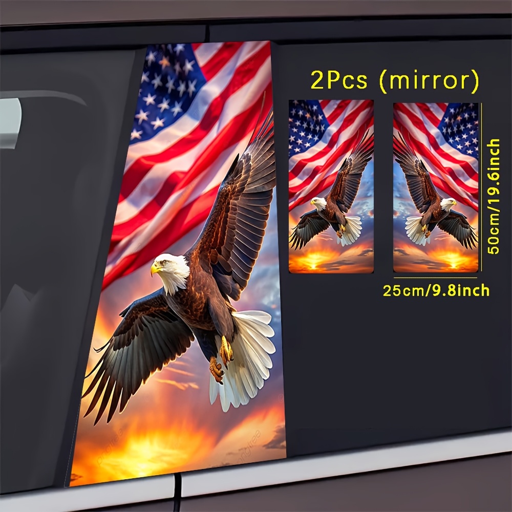 TEMU [jit] 2pcs Car Column Stickers, Eagle Creative B Column Animation Cartoon Decoration, Waterproof And Sunscreen High Definition Stickers.