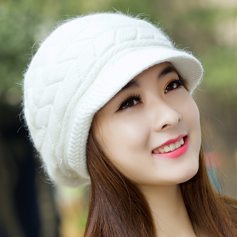 

1pc Women's Fashion Knit Beanie Hat - Korean Style Autumn/winter Warm Artist Cap With Premium Aesthetics, Non-stretch Fit, Featherless, Breathable Polyester Bucket Hat, Hand Wash/ Only