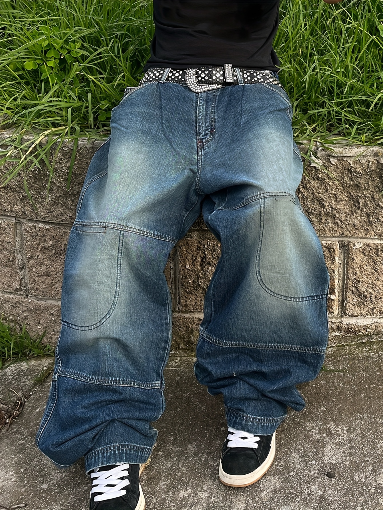 men's waist loose fit denim jeans 52% cotton 32% Temu South Africa