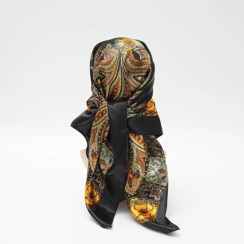 1pc Women's Elegant Paisley Square Scarf, Headband, Hair Tie - Stylish Polyester Printed Fabric, Perfect For Casual , Casual Headwear | Vibrant Print | Texture